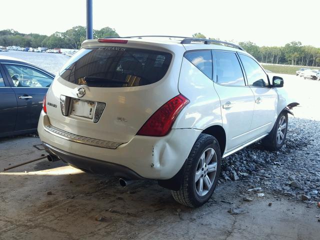 JN8AZ08T27W529339 - 2007 NISSAN MURANO WHITE photo 4