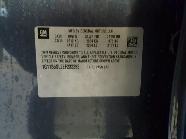1G11B5SL2EF232258 - 2014 CHEVROLET MALIBU LS ლურჯი ფოტო 10