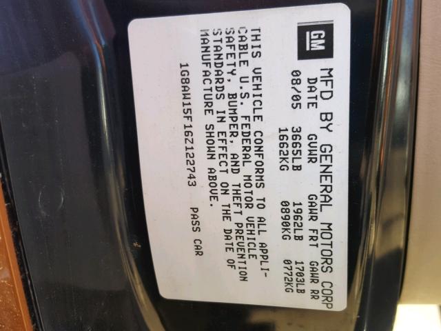 1G8AW15F16Z122743 - 2006 SATURN ION LEVEL ORANGE photo 10