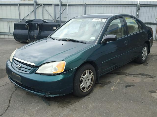 2HGES16541H596432 - 2001 HONDA CIVIC LX GREEN photo 2