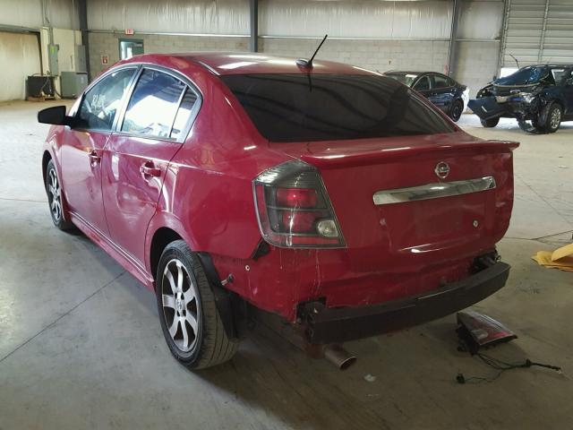 3N1AB6AP9CL751928 - 2012 NISSAN SENTRA 2.0 RED photo 3