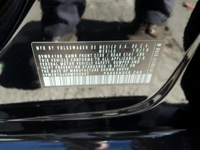 3VW2B7AJ4HM250947 - 2017 VOLKSWAGEN JETTA S 黑色 照片 10