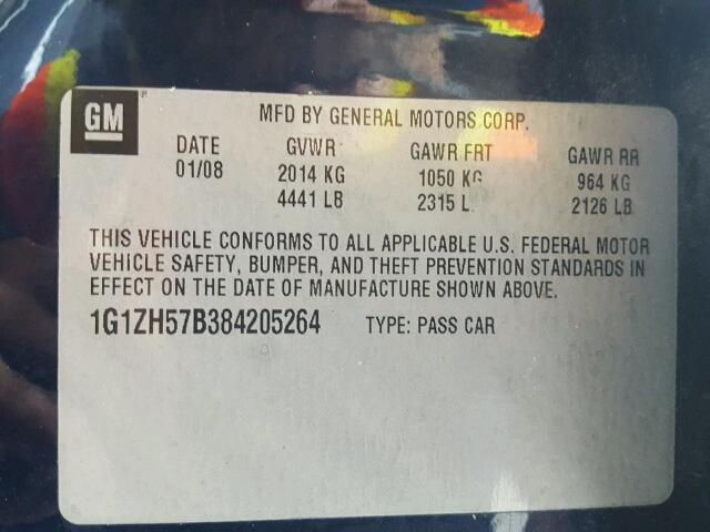 1G1ZH57B384205264 - 2008 CHEVROLET MALIBU 1LT 蓝色 照片 10