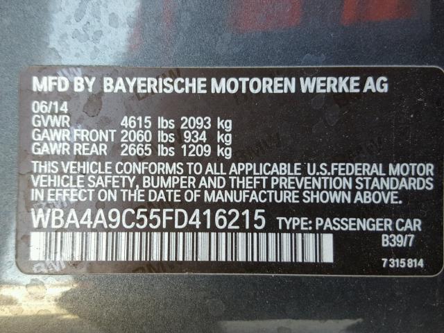 WBA4A9C55FD416215 - 2015 BMW 428 I SILVER photo 10