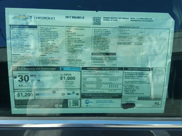 1G1ZB5ST3HF284179 - 2017 CHEVROLET MALIBU LS Boz foto 9