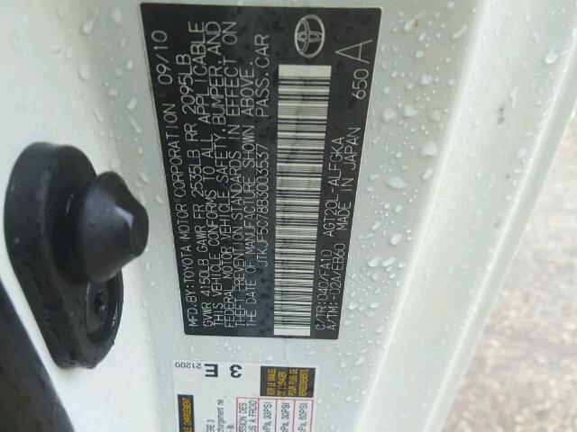 JTKJF5C78B3003537 - 2011 TOYOTA SCION TC 白色 照片 10