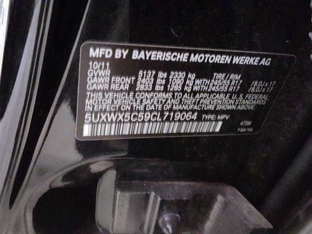 5UXWX5C59CL719064 - 2012 BMW X3 XDRIVE2 BLACK photo 10