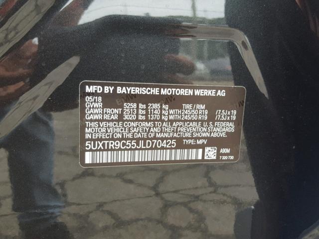 5UXTR9C55JLD70425 - 2018 BMW X3 XDRIVEM გრაფიტი ფოტო 10