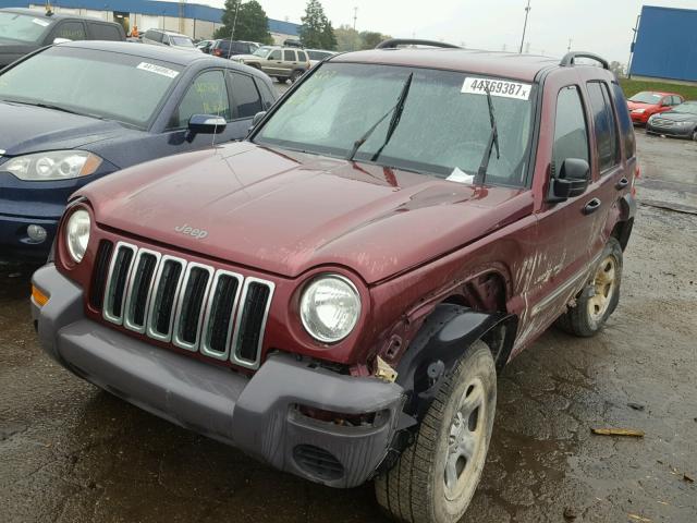 1J4GL48K82W343751 - 2002 JEEP LIBERTY SP MAROON photo 2