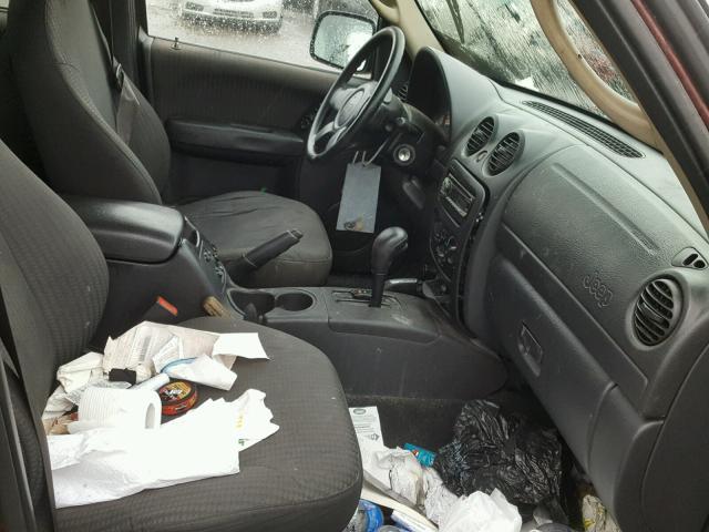 1J4GL48K82W343751 - 2002 JEEP LIBERTY SP MAROON photo 5