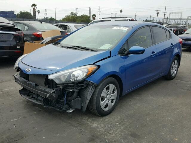 KNAFK4A68E5086504 - 2014 KIA FORTE LX BLUE photo 2