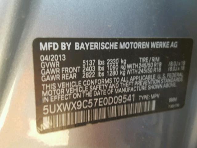 5UXWX9C57E0D09541 - 2014 BMW X3 BLUE photo 10