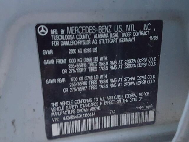 4JGAB54E9YA156444 - 2000 MERCEDES-BENZ ML 320 GRAY photo 10