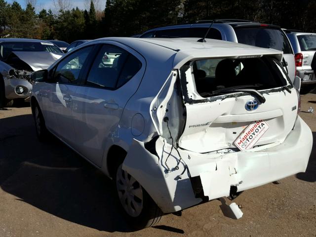 JTDKDTB35E1569272 - 2014 TOYOTA PRIUS C WHITE photo 3