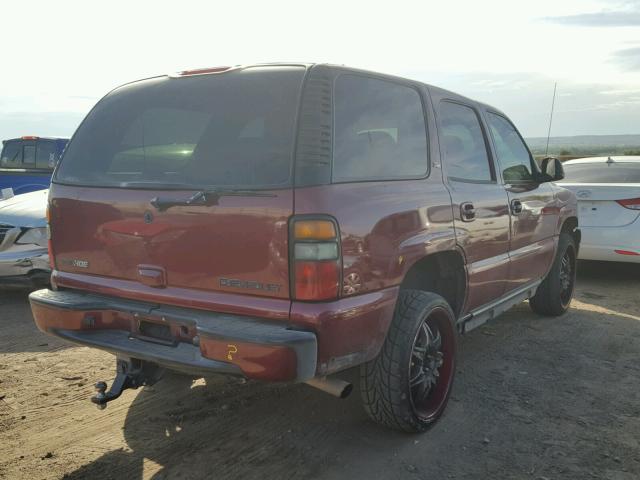 1GNEK13T25R141870 - 2005 CHEVROLET TAHOE RED photo 4