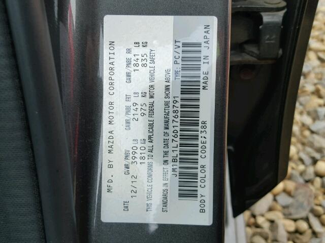 JM1BL1L76D1768791 - 2013 MAZDA 3 I BLACK photo 10