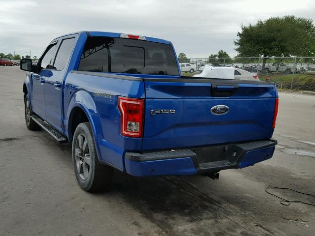 1FTEW1CPXFKE98174 - 2015 FORD F150 SUPER BLUE photo 3