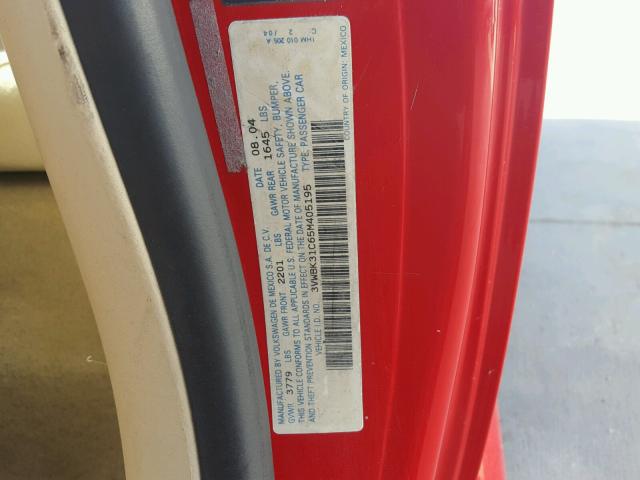 3VWBK31C65M405195 - 2005 VOLKSWAGEN NEW BEETLE 红色 照片 10