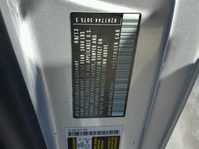 WVWBM7AJ9DW038097 - 2013 VOLKSWAGEN GOLF 银色 照片 10