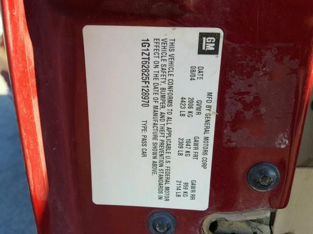 1G1ZT62825F128970 - 2005 CHEVROLET MALIBU MAX RED photo 10