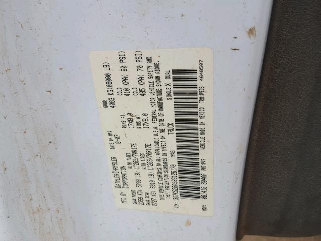 3D7KS28A58G126170 - 2008 DODGE RAM 2500 S Սպիտակ լուսանկար 10