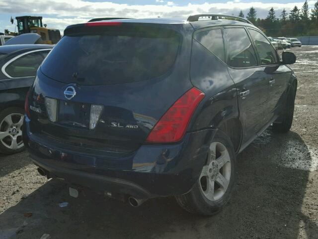 JN8AZ08W75W410824 - 2005 NISSAN MURANO SL BLUE photo 4