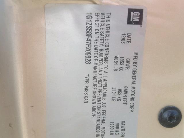 1G1ZS58F47F209328 - 2007 CHEVROLET MALIBU LS თაფლისფერი ფოტო 10