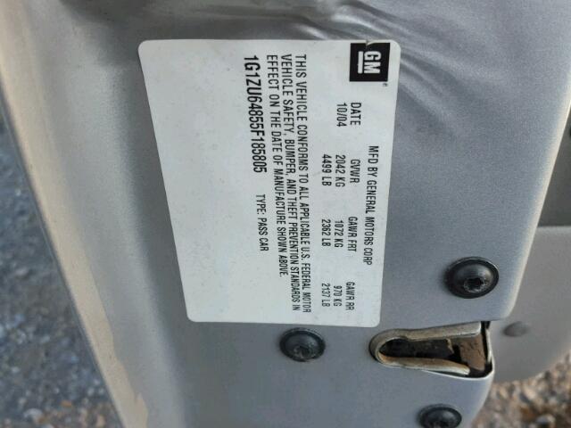 1G1ZU64855F185805 - 2005 CHEVROLET MALIBU MAX 银色 照片 10