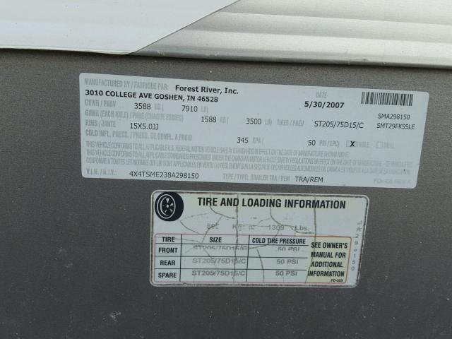 4X4TSME238A298150 - 2008 SALM FOREST RIV WHITE photo 10