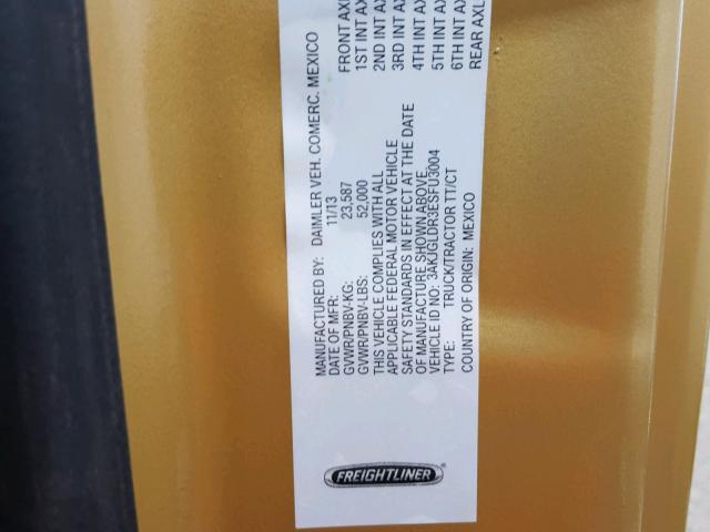 3AKJGLDR3ESFU3004 - 2014 FREIGHTLINER CASCADIA 1 GOLD photo 10