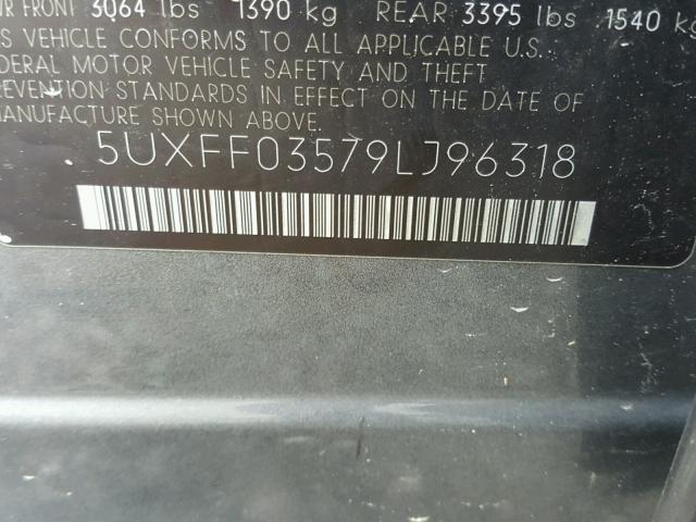 5UXFF03579LJ96318 - 2009 BMW X5 XDRIVE3 Сұр фото 10