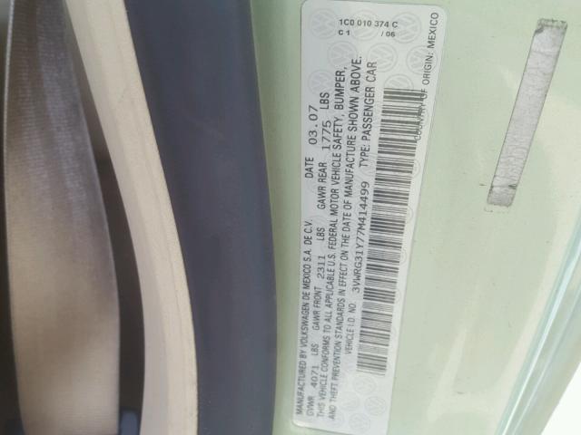 3VWRG31Y77M414499 - 2007 VOLKSWAGEN NEW BEETLE 绿色 照片 10