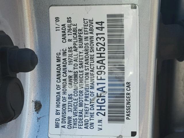 2HGFA1F95AH523144 - 2010 HONDA CIVIC EXL 银色 照片 10