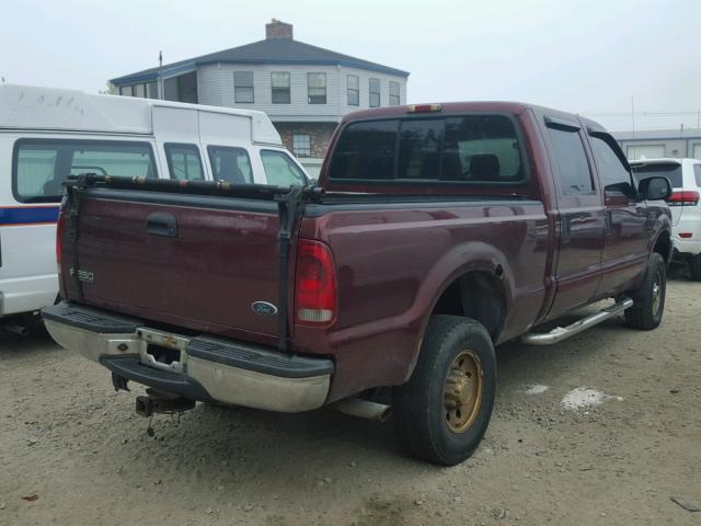 1FTNW21L94EA11192 - 2004 FORD F250 MAROON photo 4