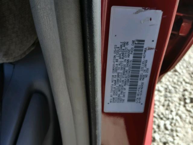 JTDBR32E942025191 - 2004 TOYOTA COROLLA CE RED photo 10