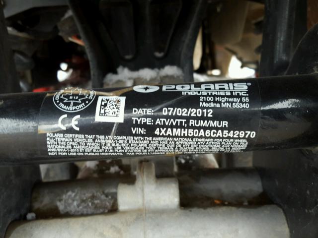 4XAMH50A6CA542970 - 2012 POLARIS SPORTSMAN RED photo 10