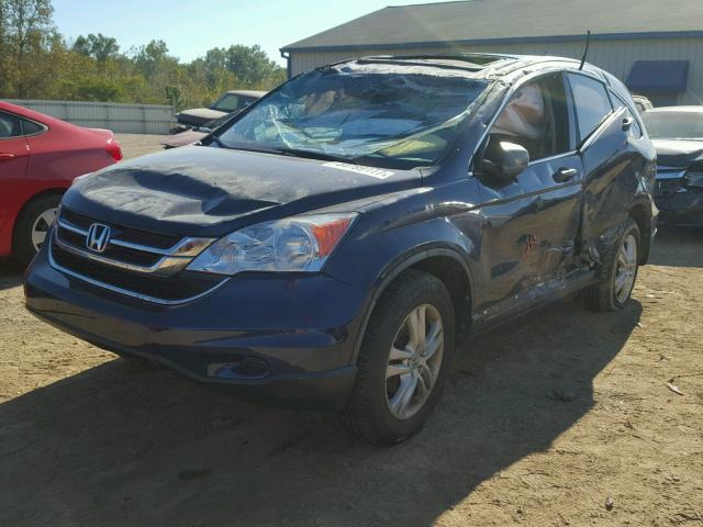 5J6RE4H57AL016061 - 2010 HONDA CR-V EX BLUE photo 2