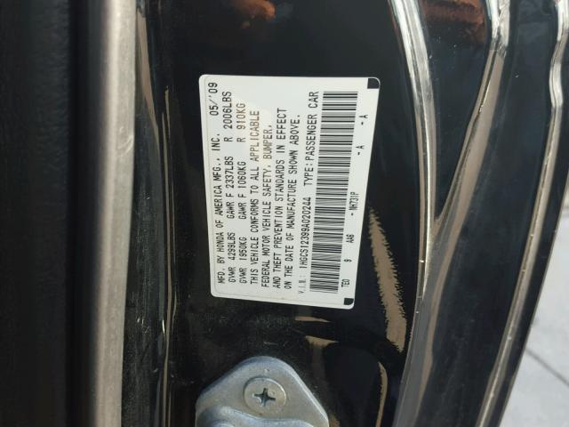 1HGCS12399A020244 - 2009 HONDA ACCORD LX BLACK photo 10