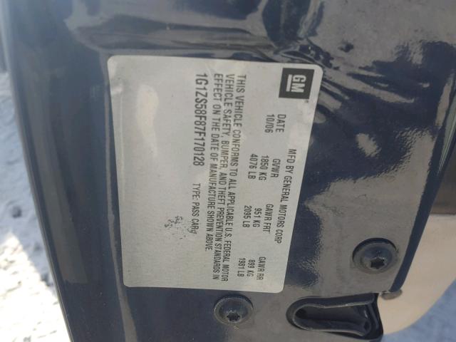 1G1ZS58F87F170128 - 2007 CHEVROLET MALIBU LS BLUE photo 10