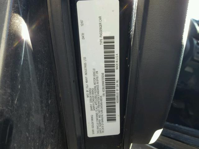 4S3BL626687220248 - 2008 SUBARU LEGACY 2.5 BLACK photo 10