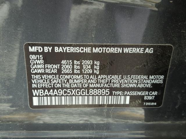 WBA4A9C5XGGL88895 - 2016 BMW 428 I 灰色 照片 10