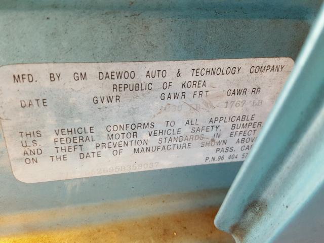 KL1TD52695B358037 - 2005 CHEVROLET AVEO BASE Morski zdjęcie 10