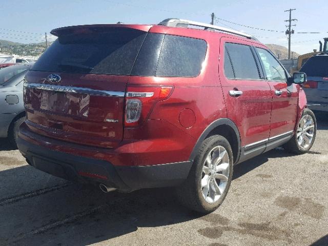 1FM5K8F85DGB92701 - 2013 FORD EXPLORER L RED photo 4