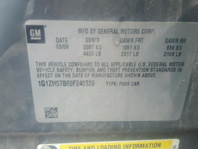 1G1ZH57B69F248339 - 2009 CHEVROLET MALIBU 1LT 灰色 照片 10