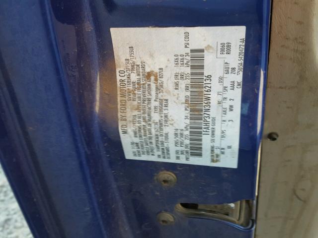 1FAHP37N36W162136 - 2006 FORD FOCUS ZX5 BLUE photo 10