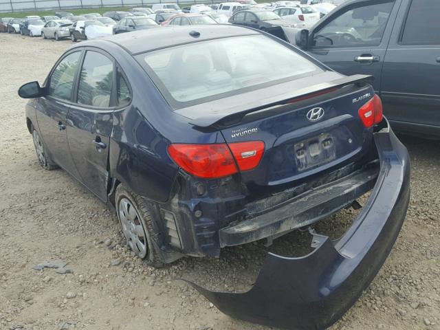 KMHDU46D39U630121 - 2009 HYUNDAI ELANTRA GL BLUE photo 3