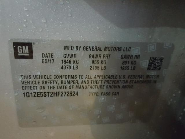 1G1ZE5ST2HF272824 - 2017 CHEVROLET MALIBU LT Gümüş foto 10