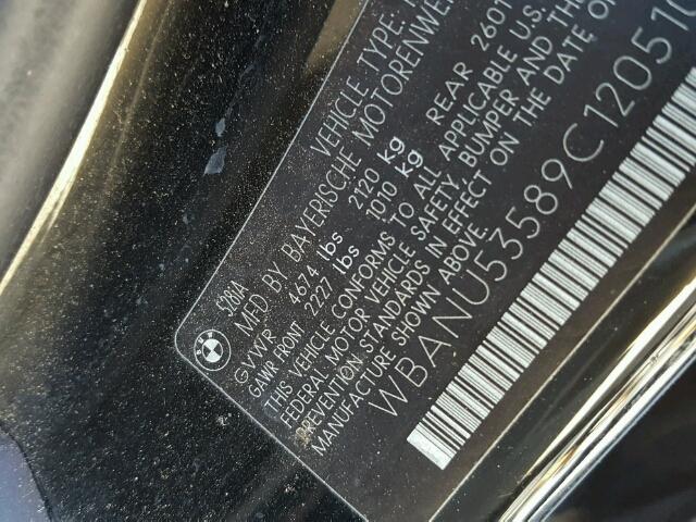 WBANU53589C120510 - 2009 BMW 528 I BLACK photo 10