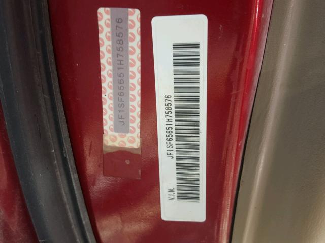 JF1SF65651H758576 - 2001 SUBARU FORESTER RED photo 10