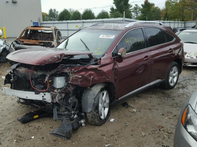 JTJBK1BA5D2458882 - 2013 LEXUS RX 350 BURGUNDY photo 2